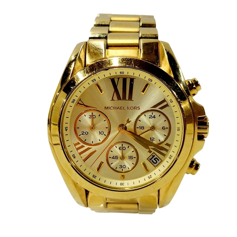 【中古品】【メンズ/レディース】 Michael Kors マイケルコース MK-5798 クロノグラフ 腕時計 198-240916-as-08-izu カラー：ゴールド 万代Net店