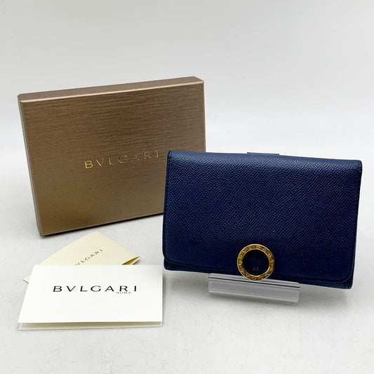 【中古品】【メンズ/レディース】 BVLGARI ブルガリ 284850 Wホック 三つ折り財布 サイフ ウォレット 181-240712-ay-30-izu カラー：ブルー 万代Net店