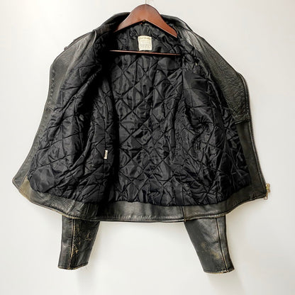 【中古品】【メンズ】  REAL LEATHER DOUBLE RIDERS JACKET ダブルライダースジャケット レザー アウター 146-240716-ay-23-izu サイズ：36 カラー：ブラック 万代Net店