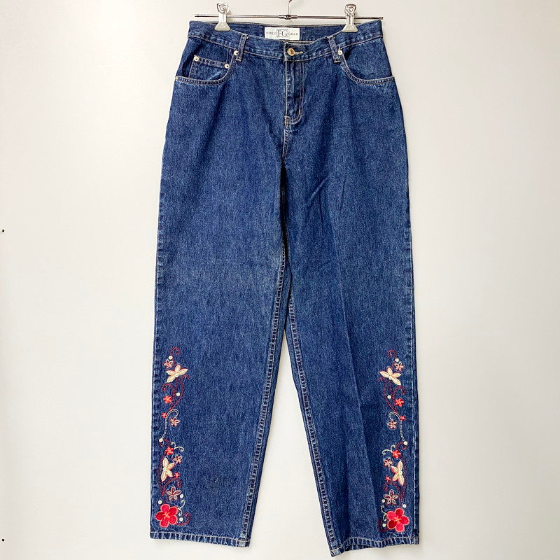 【中古品】【メンズ】  FIELD GEAR DENIM PANTS デニムパンツ 花柄 刺繍 ジーンズ ズボン ボトムス 157-240716-ay-30-izu サイズ：12 カラー：インディゴ 万代Net店