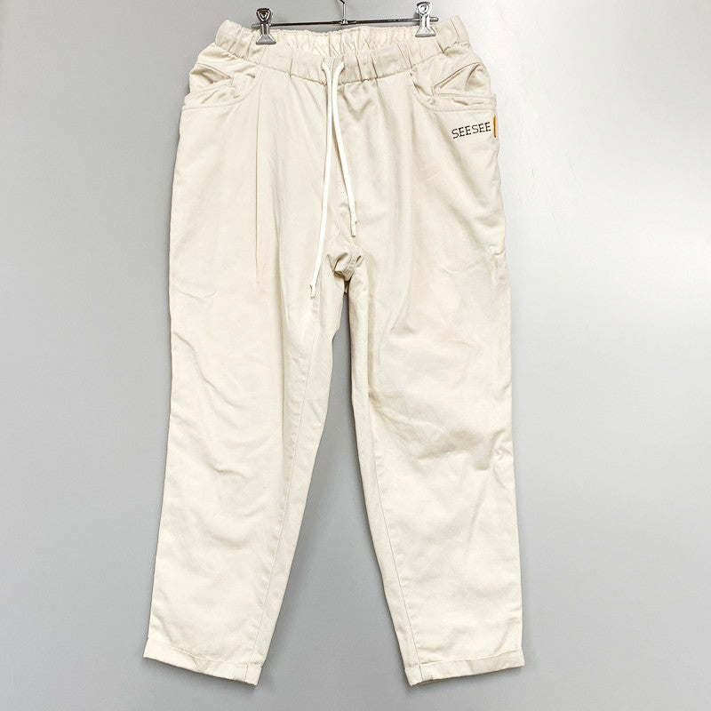 【中古品】【メンズ】  SEE SEE EASY SLACKS PANTS 6118352-0-70 シーシー イージーストラックパンツ ロゴ 刺繍 ズボン ボトムス 151-240718-ay-16-izu サイズ：L カラー：ホワイト系 万代Net店