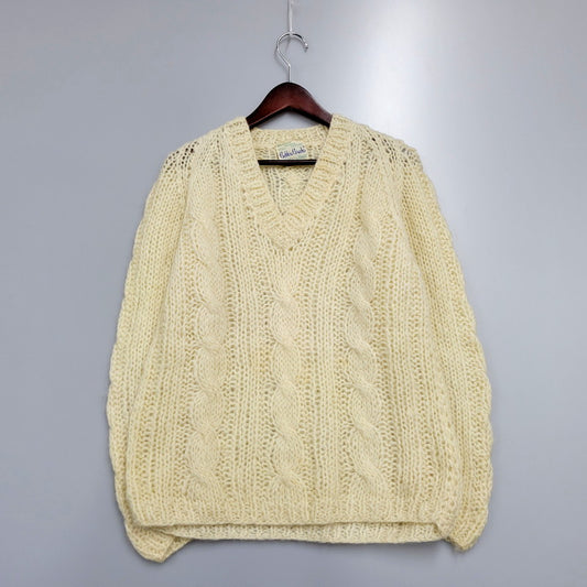 【中古品】【メンズ】 BOBBIE BROOKS 60-70S MOHAIR WOOL V NECK KNIT SWEATER ITALY VINTAGE モヘアウールニット Vネック セーター イタリアヴィンテージ トップス 146-240726-ay-01-izu サイズ：下記参照 カラー：ホワイト 万代Net店