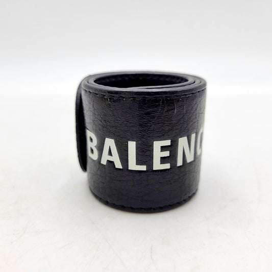 【中古品】【メンズ/レディース】 BALENCIAGA バレンシアガ CYCLE BRACELET 469170 サイクルブレスレット レザー ロゴ 小物 アクセサリー 183-240726-ay-06-izu カラー：ブラック 万代Net店