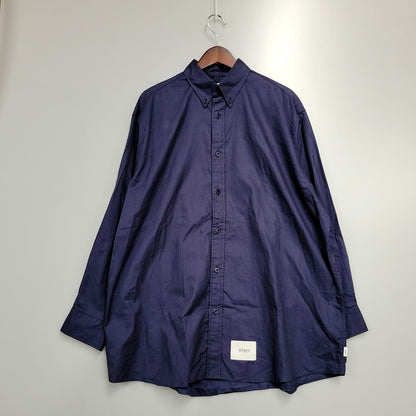 【中古品】【メンズ】 WTAPS ダブルタップス BD 02 LS COTTON TWILL 212TQDT-SHM02 コットン ツウィル 長袖シャツ トップス 142-240802-as-03-izu サイズ：02 カラー：ネイビー 万代Net店