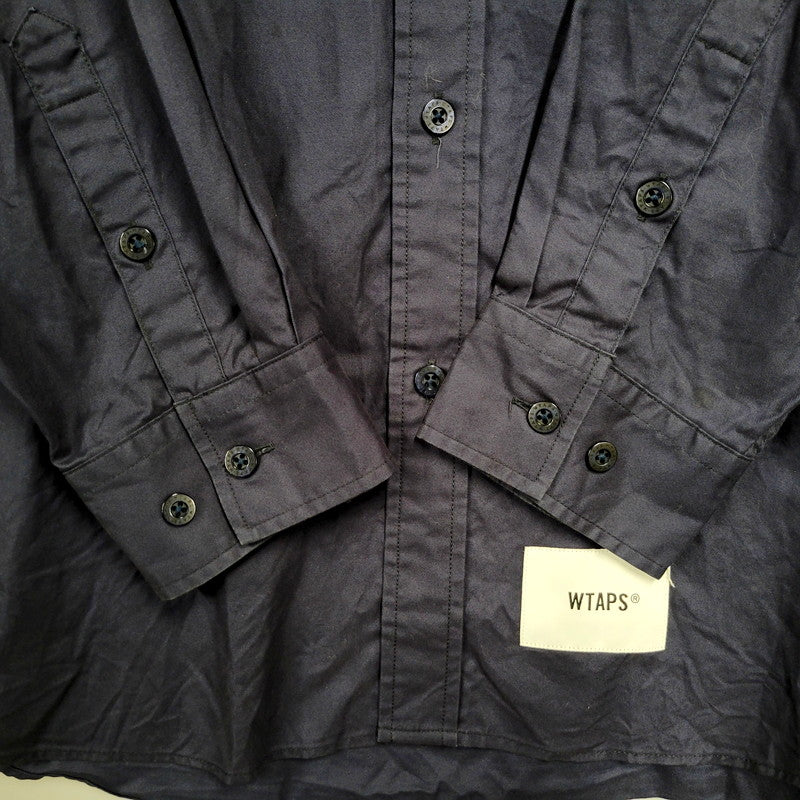 【中古品】【メンズ】 WTAPS ダブルタップス BD 02 LS COTTON TWILL 212TQDT-SHM02 コットン ツウィル 長袖シャツ トップス 142-240802-as-03-izu サイズ：02 カラー：ネイビー 万代Net店