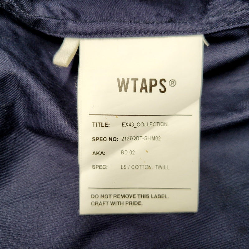 【中古品】【メンズ】 WTAPS ダブルタップス BD 02 LS COTTON TWILL 212TQDT-SHM02 コットン ツウィル 長袖シャツ トップス 142-240802-as-03-izu サイズ：02 カラー：ネイビー 万代Net店