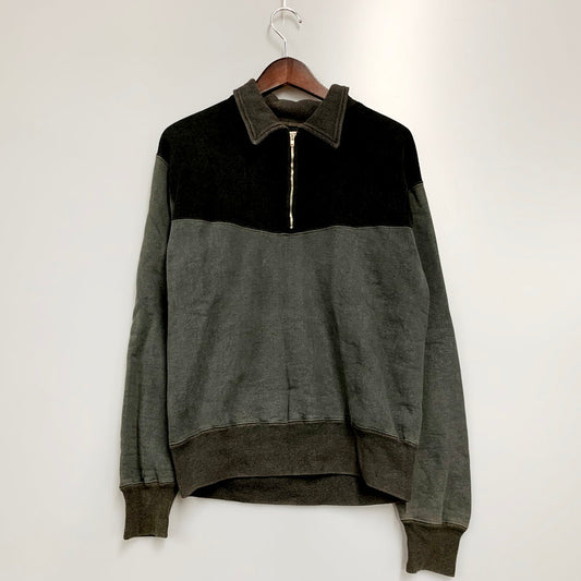 【中古品】【メンズ】 THE FLAT HEAD ザフラットヘッド HALF ZIP SWEATSHIRT ハーフジップ スウェット トップス 145-240805-mk-28-izu サイズ：L カラー：グレー/ブラック 万代Net店