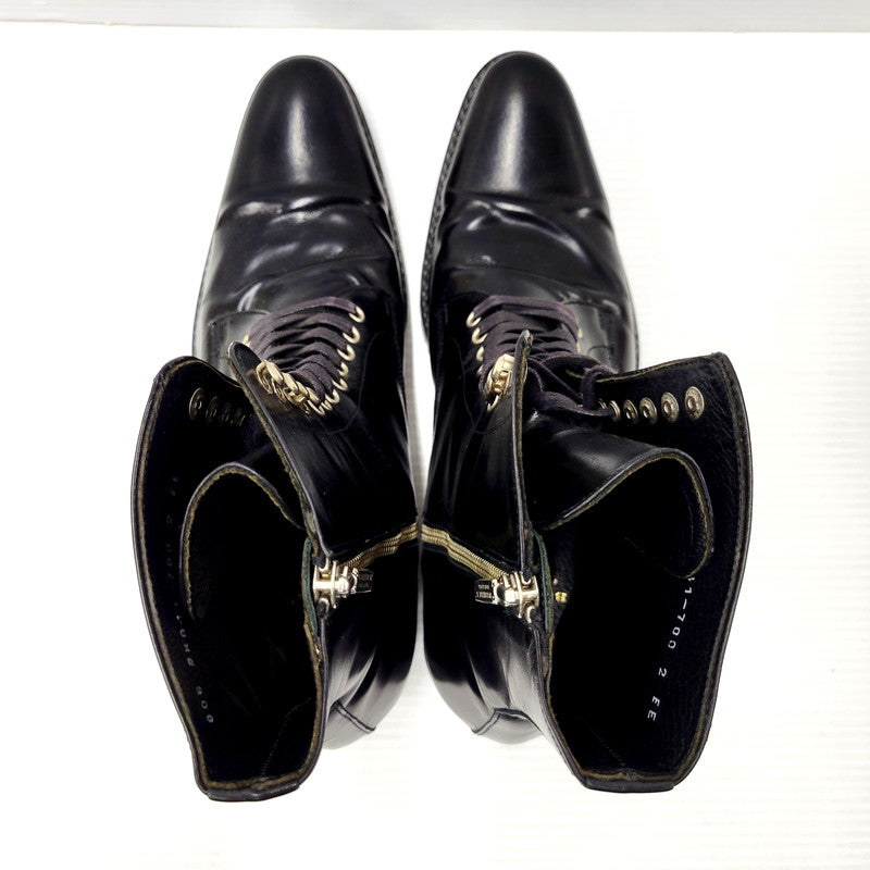 【中古品】【メンズ】 BURBERRY BLACK LABEL バーバリーブラックレーベル BKA41-700 シューティングブーツ ショートブーツ レースアップ シューズ 靴 183-240811-ay-05-izu サイズ：2 カラー：ブラック 万代Net店