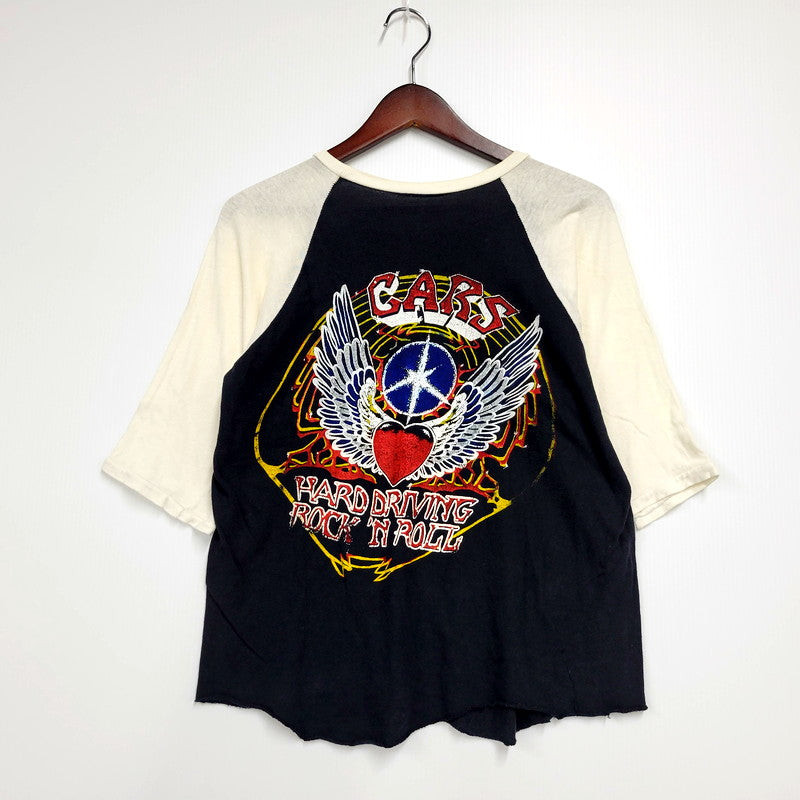 【中古品】【メンズ】  THE CARS カーズ 80S HARD DRIVING ROCK'N ROLL RAGLAN TEE ハードドライビングロックンロール ラグラン Tシャツ 半袖 5分丈袖 トップス 146-240816-mm-02-izu サイズ：サイズ不明 カラー：ブラック 万代Net店