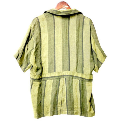 【中古品】【メンズ】  ST.MORITZ サンモリッツ 60-70S SS STRIPE CUBA SHIRT 60-70年代 ショートスリーブ ストライプ キューバシャツ トップス 半袖 146-240816-ma-11-izu サイズ：L カラー：グリーン 万代Net店