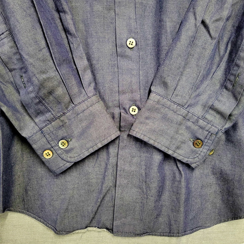 【中古品】【メンズ】 im product アイムプロダクト ISSEY MIYAKE LJ91-FJ161-13 ARCHIVE 00S LS REGULER COLLAR SHIRT アーカイブ 00年代 ロングスリーブ レギュラーカラーシャツ トップス 長袖 140-240815-ma-07-izu サイズ：M カラー：ネイビー 万代Net店