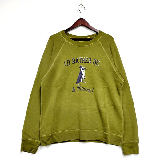 【中古品】【メンズ】  BARNS I'D RATHER BE SWEATSHIRT バーンズ スウェット トレーナー 長袖 トップス 145-240822-as-08-izu サイズ：2 カラー：カーキ 万代Net店