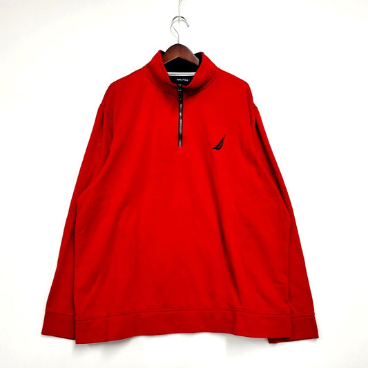 【中古品】【メンズ】 NAUTICA ノーティカ HALF ZIP PULLOVER K9326T ハーフジップ プルオーバー 長袖 スウェット ロゴ 刺繍 トップス 147-240821-ay-05-izu サイズ：XXL カラー：レッド 万代Net店