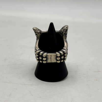 【中古品】【メンズ/レディース】 GUCCI グッチ SV925 ANGER FOREST WOLF HEAD RING アンガーフォレスト ウルフ ヘッド リング 指輪 アクセサリー 182-250425-as-16-izu サイズ：19 カラー：シルバー 万代Net店