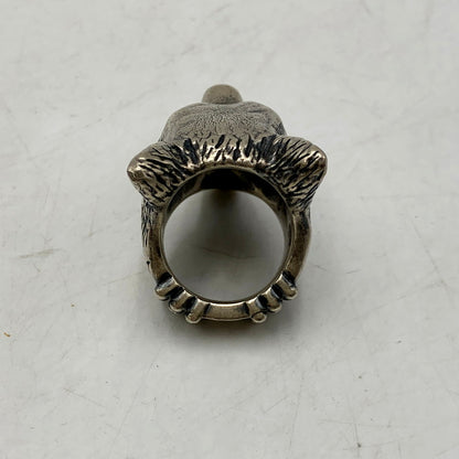 【中古品】【メンズ/レディース】 GUCCI グッチ SV925 ANGER FOREST WOLF HEAD RING アンガーフォレスト ウルフ ヘッド リング 指輪 アクセサリー 182-250425-as-16-izu サイズ：19 カラー：シルバー 万代Net店