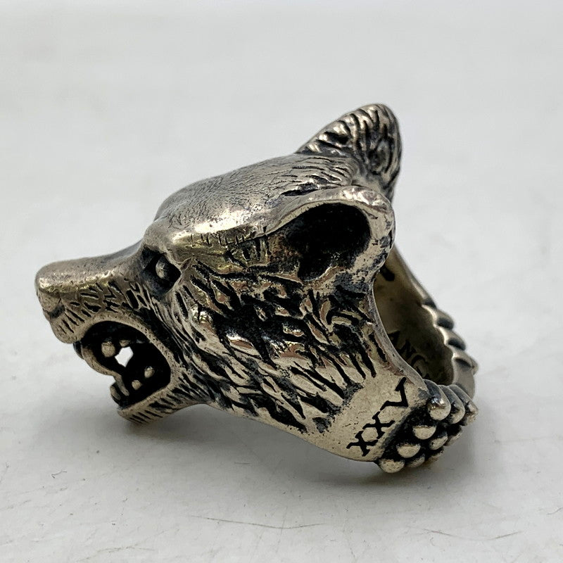 【中古品】【メンズ/レディース】 GUCCI グッチ SV925 ANGER FOREST WOLF HEAD RING アンガーフォレスト ウルフ ヘッド リング 指輪 アクセサリー 182-250425-as-16-izu サイズ：19 カラー：シルバー 万代Net店