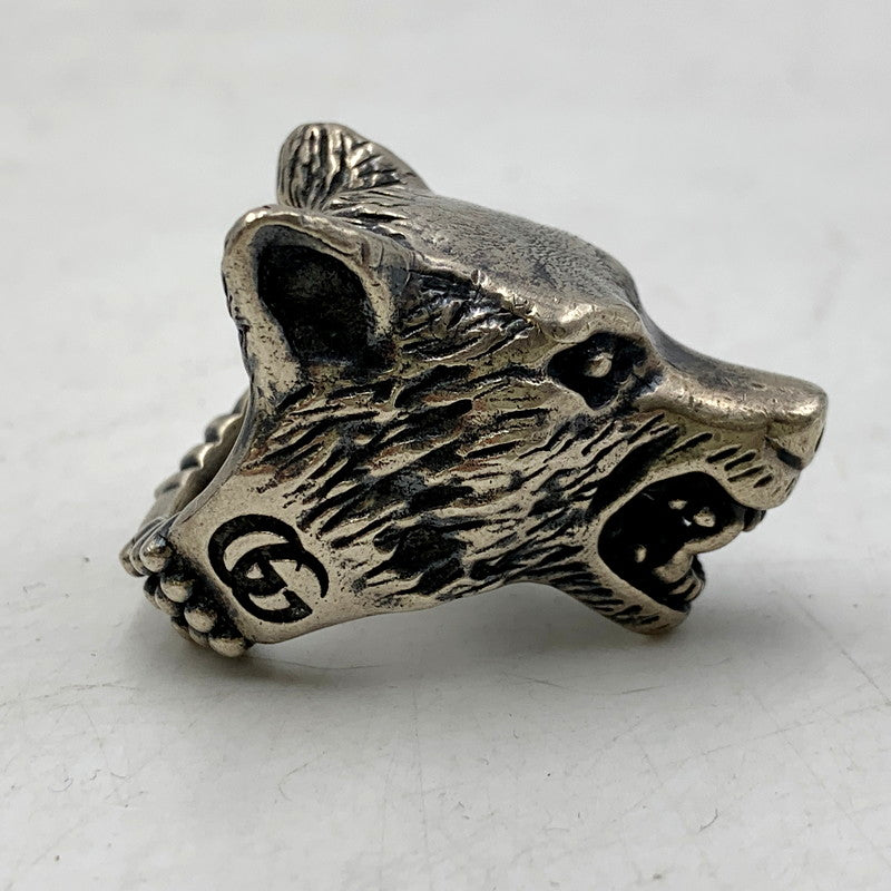 【中古品】【メンズ/レディース】 GUCCI グッチ SV925 ANGER FOREST WOLF HEAD RING アンガーフォレスト ウルフ ヘッド リング 指輪 アクセサリー 182-250425-as-16-izu サイズ：19 カラー：シルバー 万代Net店