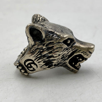 【中古品】【メンズ/レディース】 GUCCI グッチ SV925 ANGER FOREST WOLF HEAD RING アンガーフォレスト ウルフ ヘッド リング 指輪 アクセサリー 182-250425-as-16-izu サイズ：19 カラー：シルバー 万代Net店