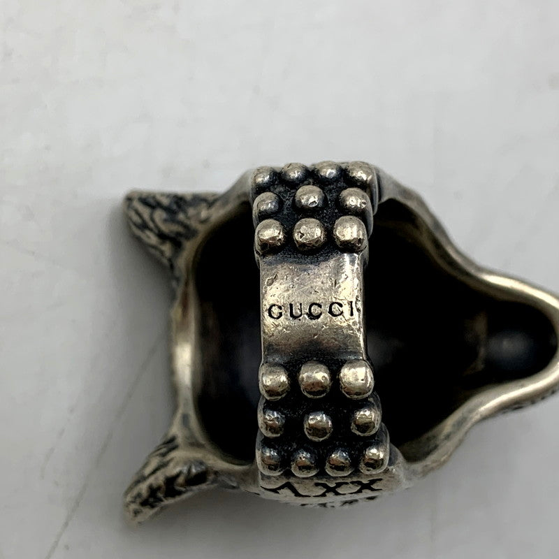 【中古品】【メンズ/レディース】 GUCCI グッチ SV925 ANGER FOREST WOLF HEAD RING アンガーフォレスト ウルフ ヘッド リング 指輪 アクセサリー 182-250425-as-16-izu サイズ：19 カラー：シルバー 万代Net店