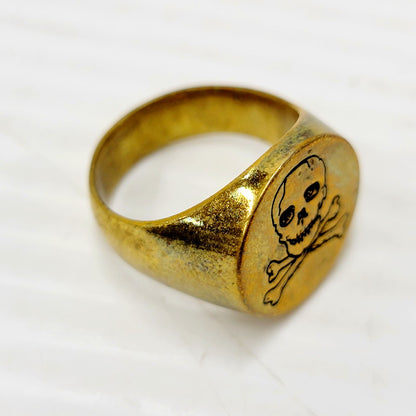 【中古品】【メンズ/レディース】  C×T×M MEETS BLACK BOOTS SKULL SEAL RING スカルリング 指輪 アクセサリー                     192-240826-ay-13-izu サイズ：約15号 カラー：ゴールド 万代Net店