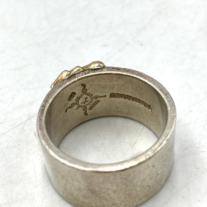 【中古品】【メンズ/レディース】 FIRST ARROW's ファーストアローズ × WOLF PACK ウルフパック FLAT HAMMERED 12mm PLANE RING WITH K18 プレーンリング 指輪 アクセサリー 191-250425-as-14-izu カラー：シルバー 万代Net店