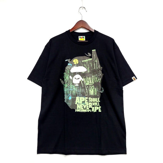 【中古美品】【メンズ】 A BATHING APE アベイシングエイプ HALLOWEEN BAPE MANSION APE HEAD TEE 001TEJ701010F 半袖Tシャツ プリント ロゴ トップス 142-240826-ay-05-izu サイズ：XL カラー：ブラック 万代Net店