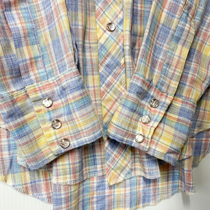 【中古品】【メンズ】 Wrangler ラングラー 70'S 白タグ ウエスタンチェックシャツ 長袖 トップス 146-240831-as-11-izu カラー：マルチカラー 万代Net店