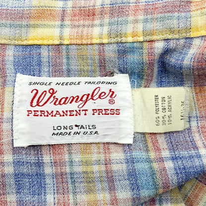 【中古品】【メンズ】 Wrangler ラングラー 70'S 白タグ ウエスタンチェックシャツ 長袖 トップス 146-240831-as-11-izu カラー：マルチカラー 万代Net店