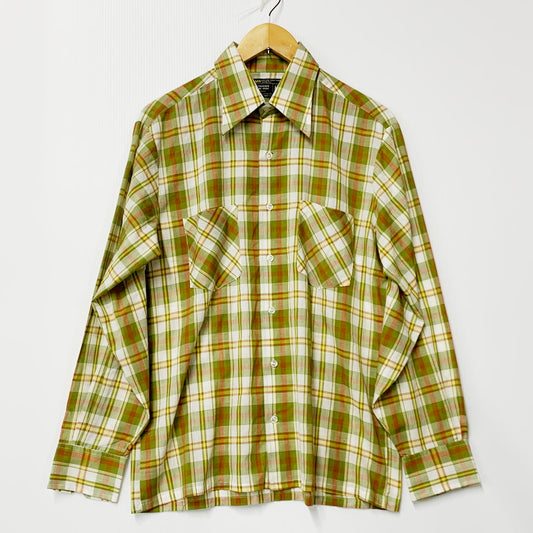 【中古品】【メンズ】  J.C.PENNEY ジェイシーペニー 70S LS DOUBLE POCKET CHECK SHIRT 70年代 ダブルポケット チェックシャツ トップス 長袖 146-240901-ma-01-izu サイズ：M カラー：緑系マルチ 万代Net店