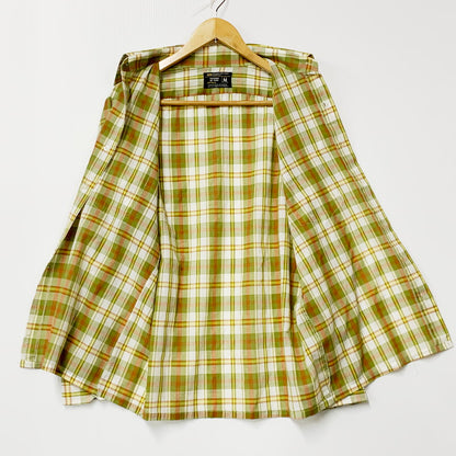 【中古品】【メンズ】  J.C.PENNEY ジェイシーペニー 70S LS DOUBLE POCKET CHECK SHIRT 70年代 ダブルポケット チェックシャツ トップス 長袖 146-240901-ma-01-izu サイズ：M カラー：緑系マルチ 万代Net店