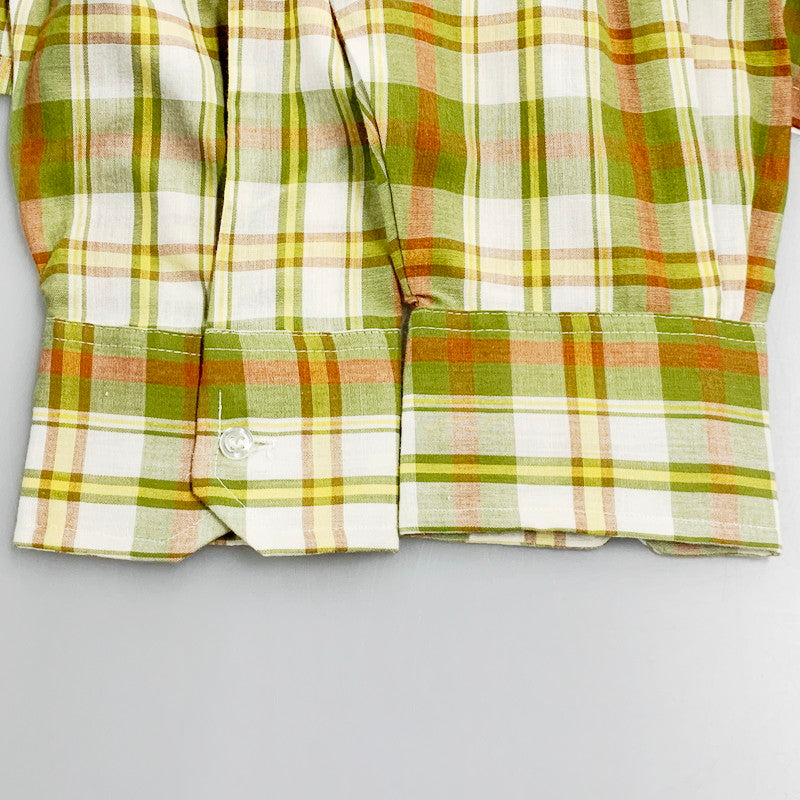 【中古品】【メンズ】  J.C.PENNEY ジェイシーペニー 70S LS DOUBLE POCKET CHECK SHIRT 70年代 ダブルポケット チェックシャツ トップス 長袖 146-240901-ma-01-izu サイズ：M カラー：緑系マルチ 万代Net店