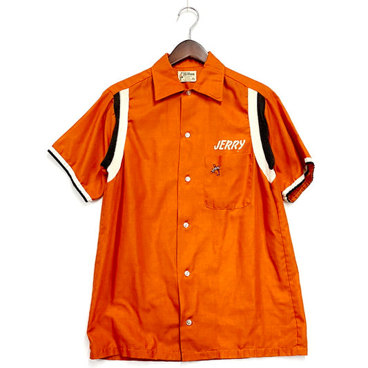 【中古品】【メンズ】  HILTON 60S SS BOWLING SHIRT JERRY'S ヒルトン 半袖 ボーリング シャツ 黒タグ USA製 トップス 146-240902-as-27-izu サイズ：S カラー：オレンジ 万代Net店