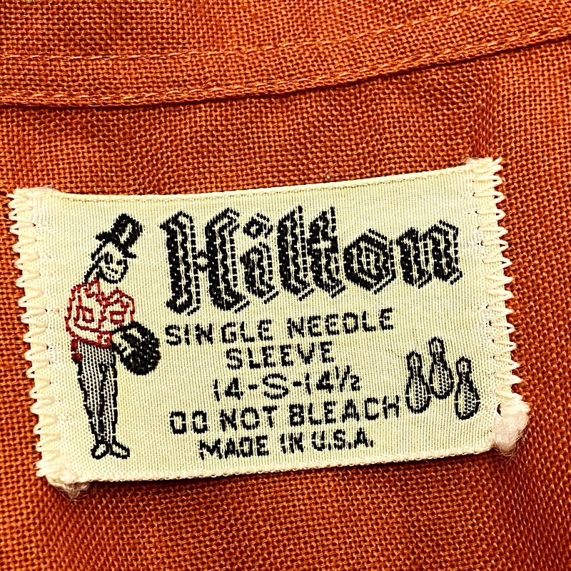 【中古品】【メンズ】  HILTON 60S SS BOWLING SHIRT JERRY'S ヒルトン 半袖 ボーリング シャツ 黒タグ USA製 トップス 146-240902-as-27-izu サイズ：S カラー：オレンジ 万代Net店