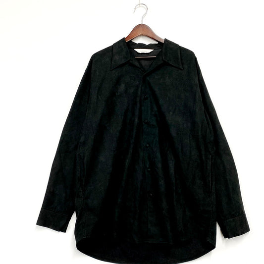 【中古品】【メンズ】 SASQUATCHfabrix. サスクワァッチファブリックス SYNTHETIC LEATHER OPEN COLLAR BIG SHIRT 21AW-SY9-013 シンセティック レザー オープンカラービッグシャツ 長袖 トップス 140-240902-as-29-izu サイズ：L カラー：ブラック 万代Net店