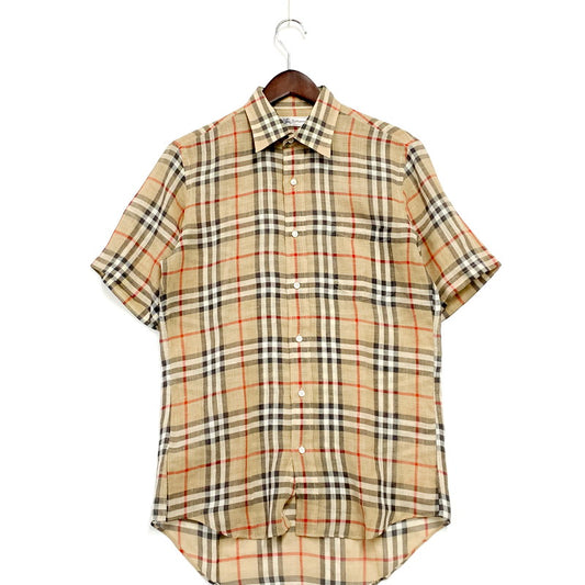 【中古品】【メンズ】 Burberrys バーバリーズ SS GAUZE SHIRT 半袖 ガーゼ シャツ チェック トップス 141-240902-as-31-izu サイズ：A39 カラー：ベージュ 万代Net店