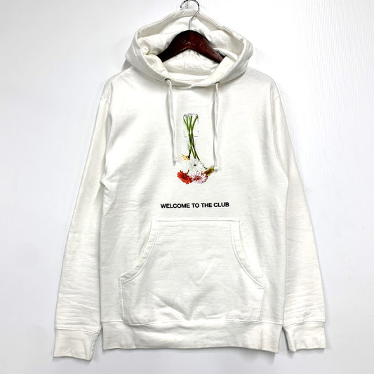 【中古品】【メンズ】  ANTI SOCIAL SOCIAL CLUB 21SS HELLO GOODBYE WHITE HOODIE アンチソーシャルソーシャルクラブ パーカー ロゴ 花柄 プリント 長袖 トップス 142-240906-ay-12-izu サイズ：S カラー：ホワイト 万代Net店