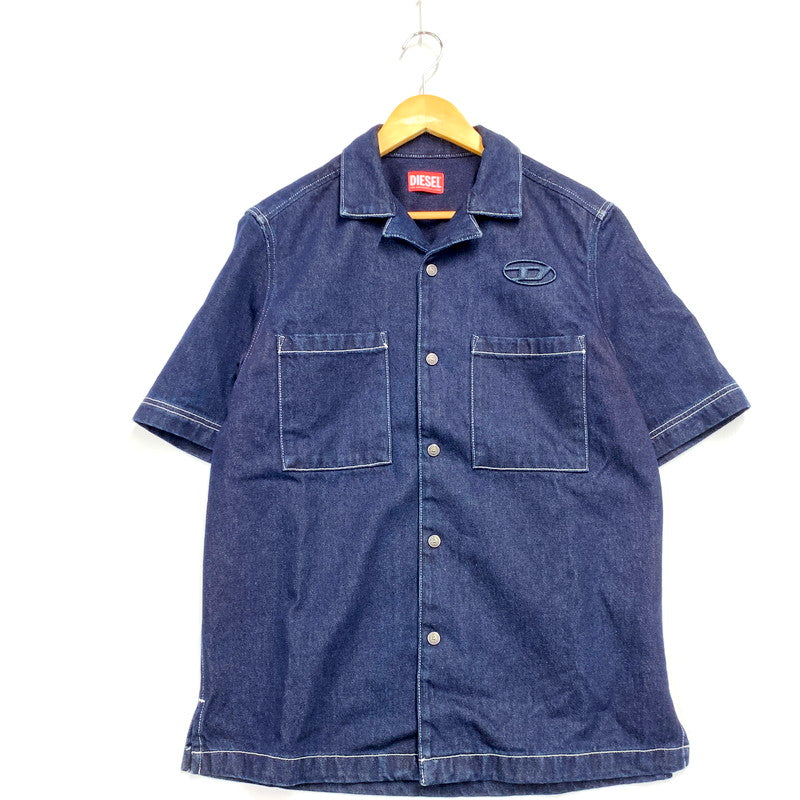 【中古美品】【メンズ】 DIESEL ディーゼル 22SS DENIM BOWLING SHIRT デニムボウリングシャツ トップス 半袖 シャツ 141-240905-ma-03-izu サイズ：M カラー：ネイビー 万代Net店