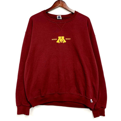 【中古品】【メンズ】  RUSSELL ATHLETIC 90S SWEATSHIRT ラッセルアスレティック スウェット トレーナー メキシコ製 ロゴ プリント 長袖 トップス 146-240906-ay-17-izu サイズ：L カラー：レッド 万代Net店