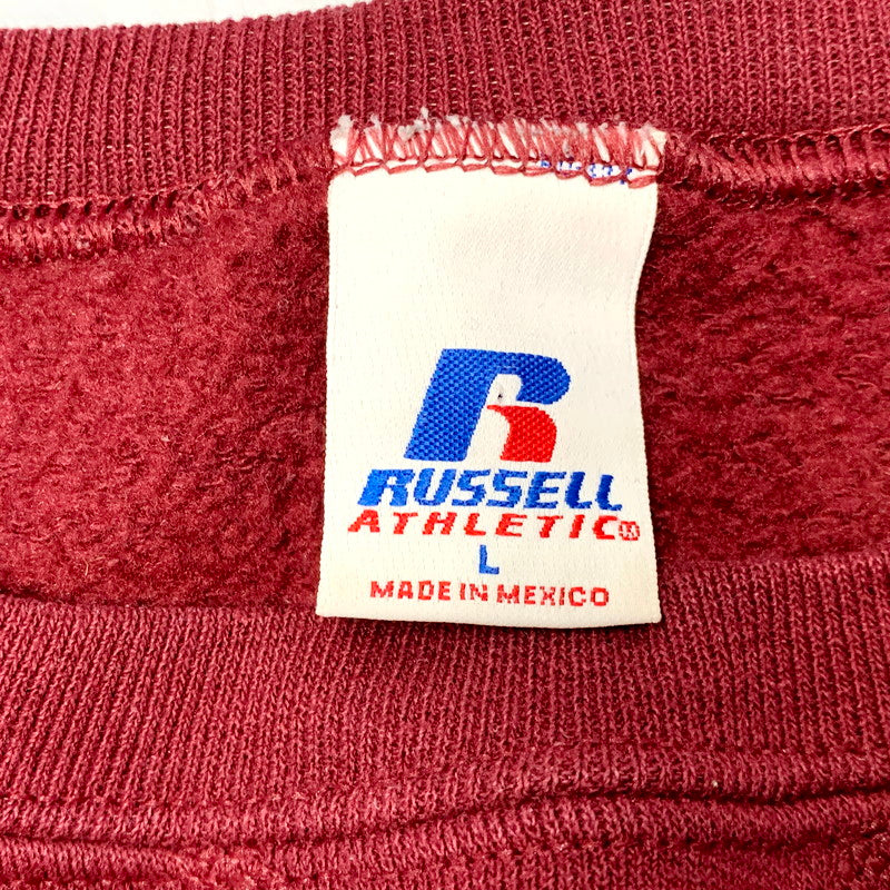 【中古品】【メンズ】  RUSSELL ATHLETIC 90S SWEATSHIRT ラッセルアスレティック スウェット トレーナー メキシコ製 ロゴ プリント 長袖 トップス 146-240906-ay-17-izu サイズ：L カラー：レッド 万代Net店