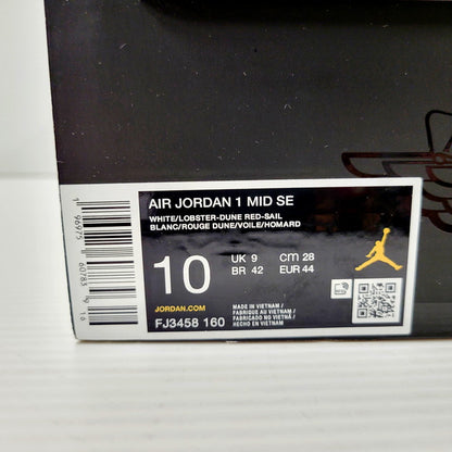 【中古美品】【メンズ】 NIKE ナイキ AIR JORDAN 1 MID SE FJ3458-160 エア ジョーダン 1 MID SE スニーカー シューズ 靴 160-240908-as-12-izu サイズ：28cm カラー：WHITE/LOBSTER-DUNE RED-SAIL 万代Net店