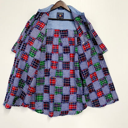 【中古品】【メンズ】  CHAPS RALPH LAUREN チャップス ラルフローレン 80-90S SS BD PATCHWORK SHIRT ショートスリーブ パッチワーク シャツ 半袖 トップス 146-240910-mm-21-izu サイズ：M カラー：マルチ 万代Net店