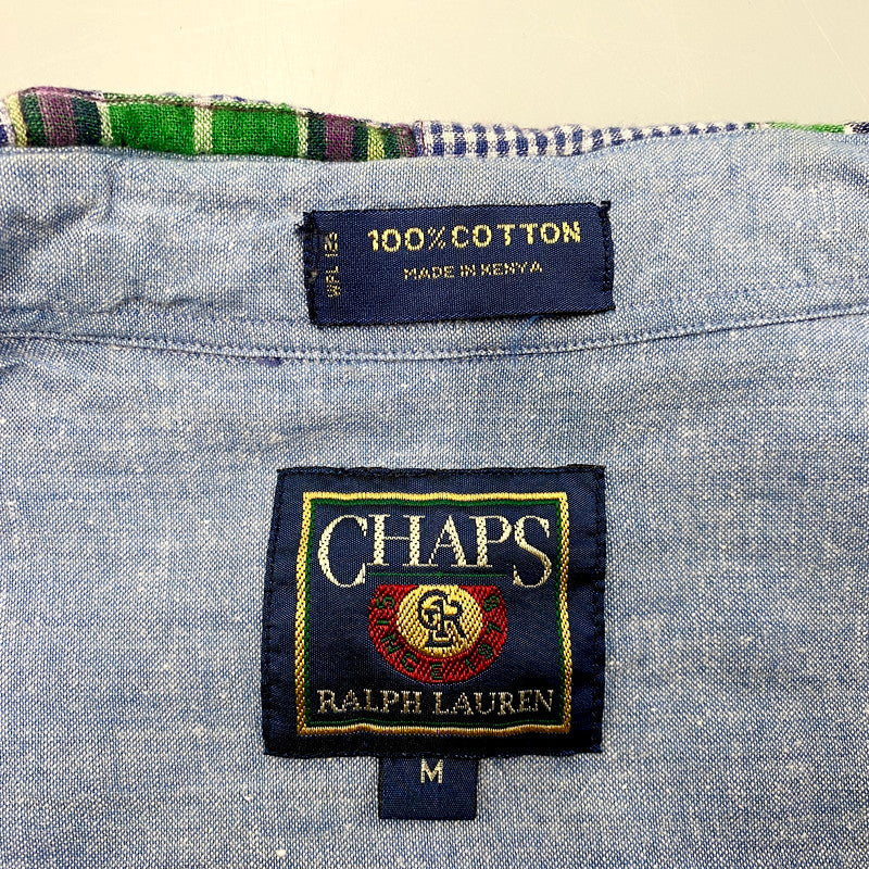 【中古品】【メンズ】  CHAPS RALPH LAUREN チャップス ラルフローレン 80-90S SS BD PATCHWORK SHIRT ショートスリーブ パッチワーク シャツ 半袖 トップス 146-240910-mm-21-izu サイズ：M カラー：マルチ 万代Net店