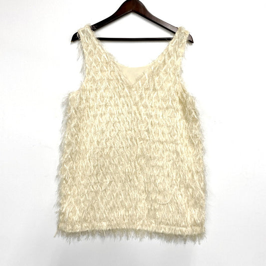 【中古品】【レディース】 CLANE 22SS W FACE CROSS FRINGE TOPS 12105-1142 クラネ Wフェイスフリンジトップス ノースリーブ トップス 168-240910-ay-13-izu サイズ：2 カラー：アイボリー 万代Net店
