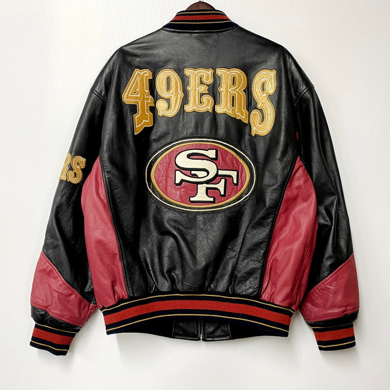 【中古品】【メンズ】  VINTAGE ヴィンテージ 90S ”SAN FRANCISCO 49ERS” LEATHER JACKET 90年代 サンフランシスコ・フォーティーナイナーズ レザージャケット アウター 長袖 146-240912-ma-06-izu サイズ：L カラー：ブラック 万代Net店