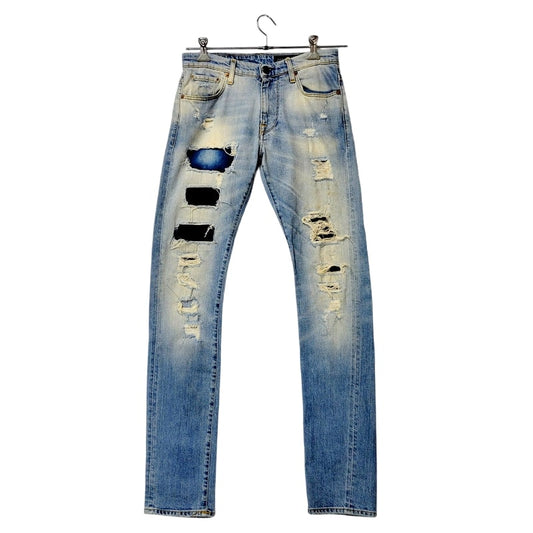 【中古品】【メンズ】 Reign レイン DENIM PANTS A2585 6117ZC デニムパンツ クラッシュ加工 ジーンズ ボトムス 152-240915-as-16-izu サイズ：29 カラー：インディゴ 万代Net店
