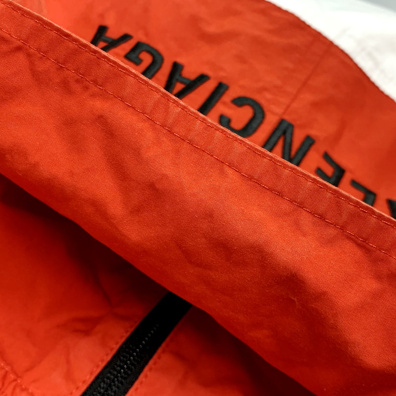 【中古品】【メンズ】 BALENCIAGA バレンシアガ 19AW COLOUR BLOCK LOGO PRINT COTTON POPLIN TRACK JACKET 571434 トラックジャケット ロゴ プリント 刺繍 アウター 141-240913-ay-12-izu サイズ：44 カラー：レッド×ホワイト 万代Net店