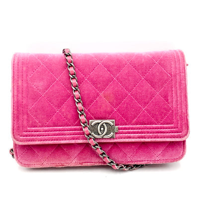 【中古品】【レディース】 CHANEL ボーイシャネル ベロア チェーンウォレット ショルダーバッグ カバン 180-260403-ts-06-otoh カラー：ピンク 万代Net店