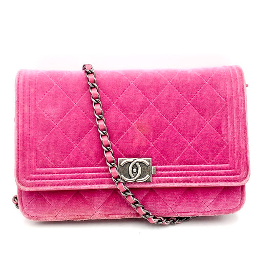 【中古品】【レディース】 CHANEL ボーイシャネル ベロア チェーンウォレット ショルダーバッグ カバン 180-260403-ts-06-otoh カラー：ピンク 万代Net店