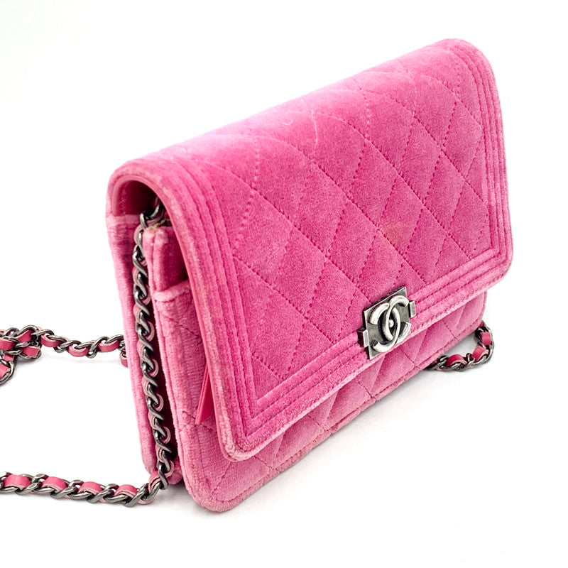 【中古品】【レディース】 CHANEL ボーイシャネル ベロア チェーンウォレット ショルダーバッグ カバン 180-260403-ts-06-otoh カラー：ピンク 万代Net店