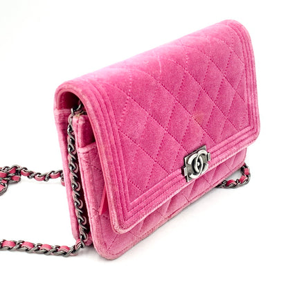 【中古品】【レディース】 CHANEL ボーイシャネル ベロア チェーンウォレット ショルダーバッグ カバン 180-260403-ts-06-otoh カラー：ピンク 万代Net店